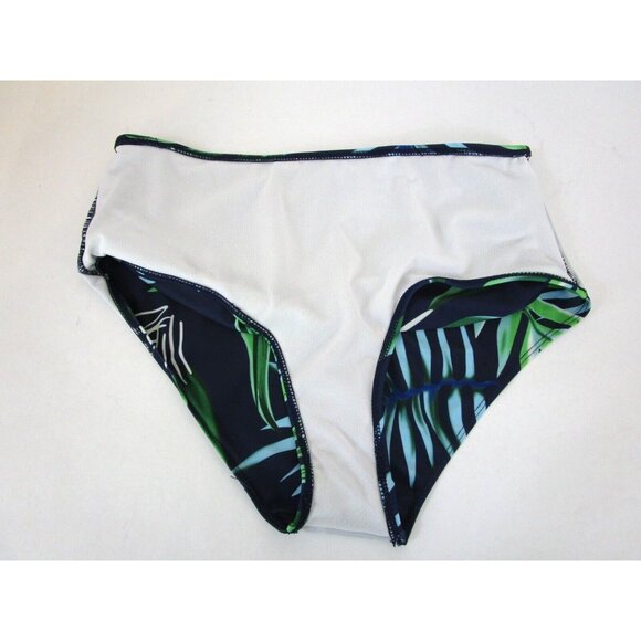 Bikini Swim Bottom Size XL Hawaiian Aloha Navy Print High-Waist Drape Front NWOT - Picture 5 of 6
